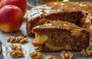Healthy Oat, Walnut, and Apple Cake Recipe