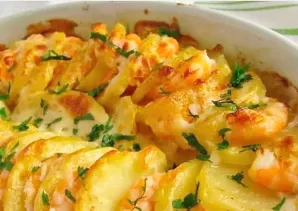 Yummy Portuguese Shrimp and Potato Gratin Recipe