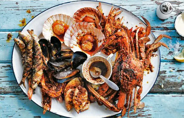 Portuguese Style Barbecued Seafood Platter Recipe