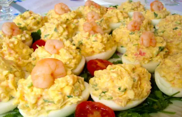 Tasty Portuguese Stuffed Eggs with Shrimp Recipe