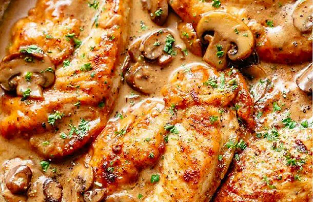 Portuguese Tender Chicken with Mushrooms Recipe