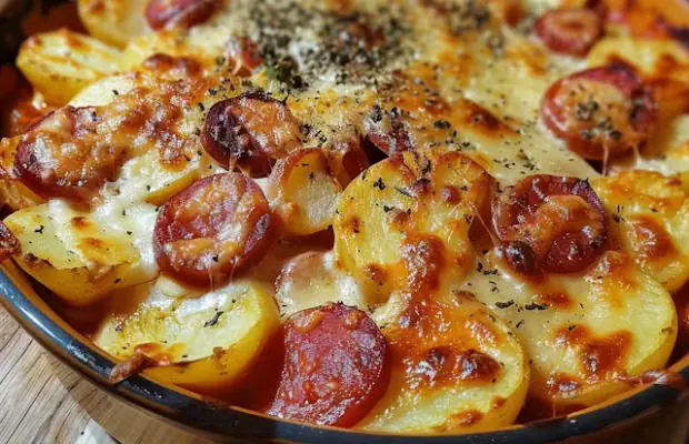 Yum Portuguese Potato and Chouriço Gratin Recipe